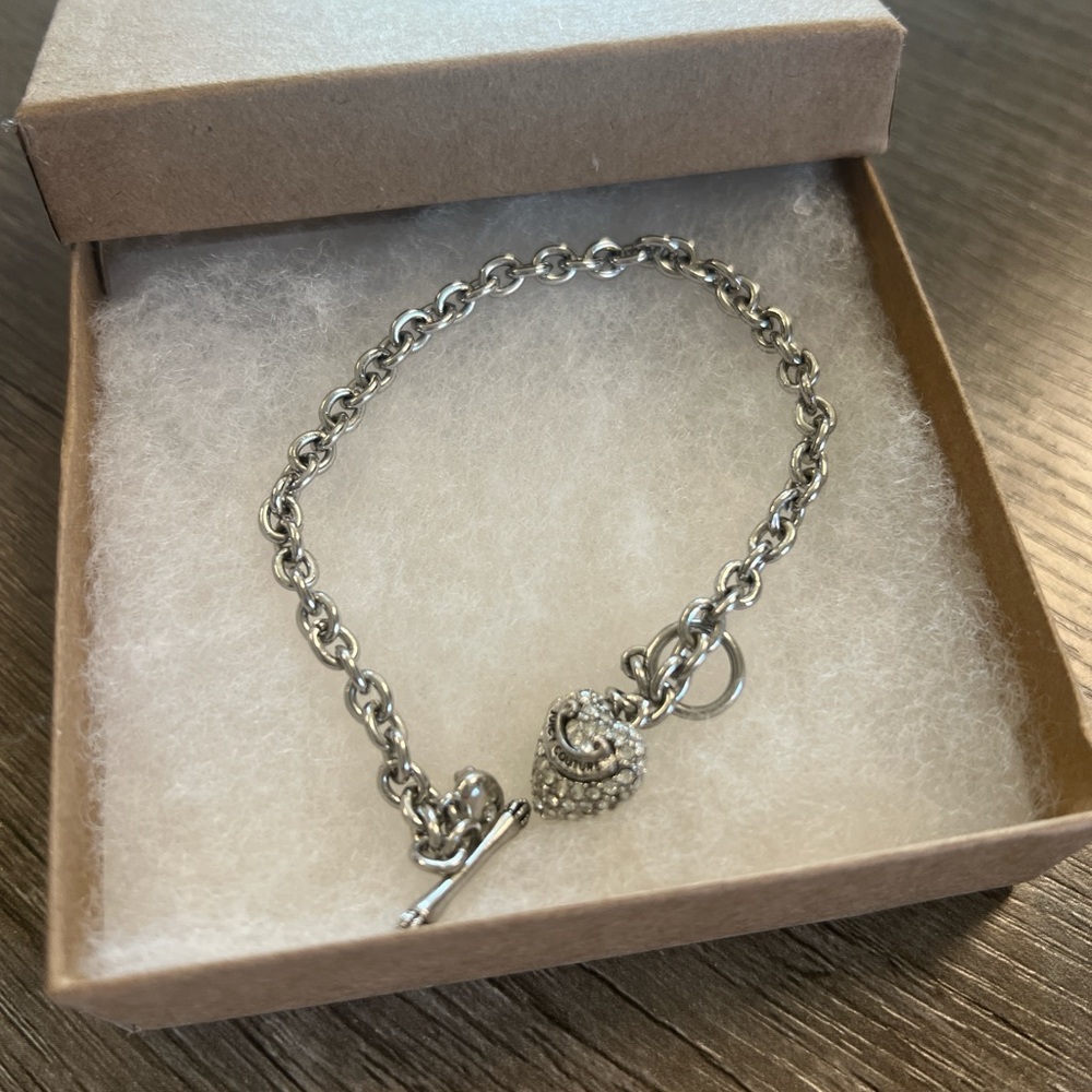 Juicy Couture Silver Heart Charm Bracelet